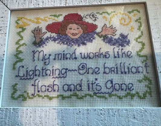 Red hat lady cross stitch