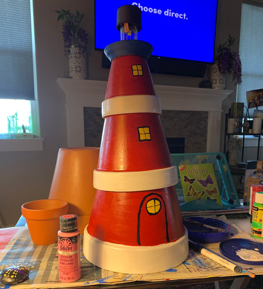 pottery pot art lighthouse